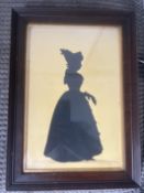 Vintage Antique framed Silhouette of A Victorian Lady