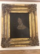 19th Century English School, Half Length Portrait of A Lady Wearing A White Collared Black Gown