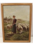 A. Rizzo Woman With Sheep; Oil Painting