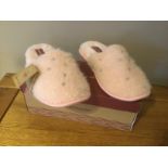Dunlop Ladies Luxury “Althea” Memory Foam Fur Slippers, Size 8, Pink - New