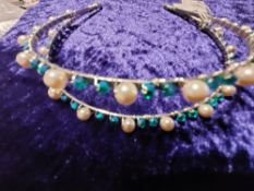 Blue and Ivory Designer Headpiece Headband