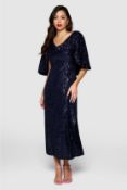 Title: Closet London Sequin Cowl Neck Cape Party Dress Size UK 10 NavyDescription: RRP £140Size UK