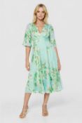 Title: RRP £170 Closet London Mint Green Floral Wrap Midi Dress With Flared Sleeves Size