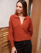 Title: RRP £26 Threadbare Rust Orange Trophy Neck Pullover Knitted Jumper Size UK 14Description: