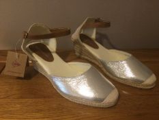Dunlop “Esme” Espadrille Wedge Sandals, Size 8, Silver - New RRP £35.00