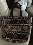 Designer Iris Large Aztec Weekend Shoulder bag. Leather Handles and Gold Stud