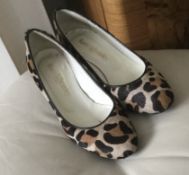 Ladies Leather Pony Hair Leopard Print Shoes