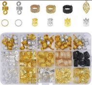 2x Aluminium Hair Coil Dreadlocks Beads Cuffs 200pcs Hair