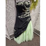 Prom Dress In Black and Lime Green Size 8 To 10