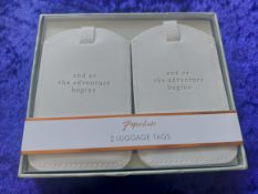 Pack of 2 Leather Luggage Tags In White