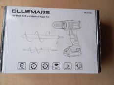 3 x New & Boxed Bluemars 12V Max Drill and Garden Auger Sets.