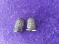 2 x Silver Thimbles, Vintage
