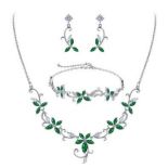 Clearine Bridal Emerald Green Jewellery Set For Women