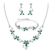 Clearine Bridal Emerald Green Jewellery Set For Women