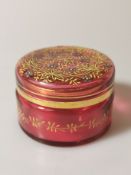 Victorian Moser Cranberry Art Glass Powder/Trinket Box