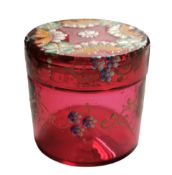 Victorian Moser Cranberry Art Glass Powder/Trinket Box