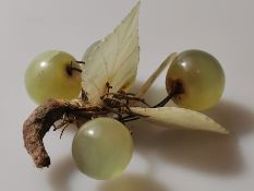 Mid‑Century Jade Green Marble Grape Bunch Sculpture