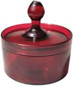 Victorian Cranberry Glass Bonbon Dish & Powder Box