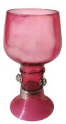 Moser Cranberry Glass Roemer Wine Goblet