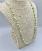 Vintage Pale Green Baroque Beaded Freshwater Pearl 70cm Long Necklace With White Metal T Clasp (N...