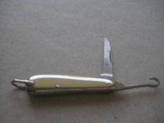Antique White Metal Twin Bladed Folding Penknife
