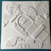 Sir Eduardo Paolozzi,CBE,RA (1924-2005) Mural Plaque, Abstract Architectural Biscuit Porcelain, 1...
