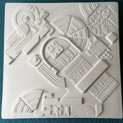 Sir Eduardo Paolozzi,CBE,RA (1924-2005) Mural Plaque, Abstract Architectural Biscuit Porcelain, 1...