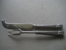 Vintage Silver Plated Silea Cheese Knife and Fork Set