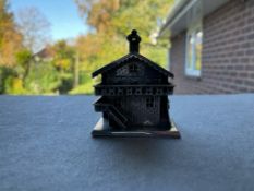 Rare Antique Dutch Silver Ski Chalet Miniature