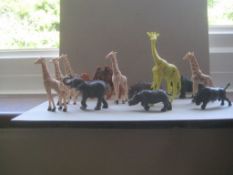 A Group of 12 Vintage Plastic Animals