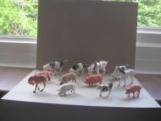 A Group of 12 Vintage Plastic Farm Animals