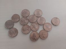 Threepenny Pieces x 14. 1962
