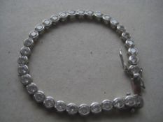 Vintage Sterling Silver Paste Stone Set Tennis Bracelet