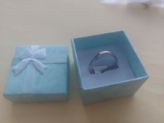 Rhodium Plated Wishbone Style Shaped Wedding/Dress Ring Size O Code 333