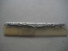Vintage Silver Hafted Plastic Comb