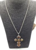 Vintage Large Baltic Amber Cross Pendant Necklace Weight 36gm Pendant Length 7cm Width 3cm Chai...