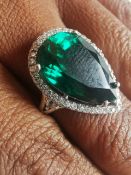 Vintage Style Green Stone 925 Silver Ring