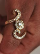 Elegant Gold-Plated 925 Sterling Silver Floral Bypass Ring