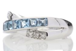 9Ct White Gold Blue Topaz and Diamond Ring (BT1.50) 0.02 Carats