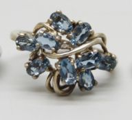 Silver Ring With Blue Stones, 4 grams, Q/R