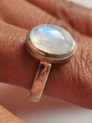 Rainbow Moonstone Sterling Silver Ring 925