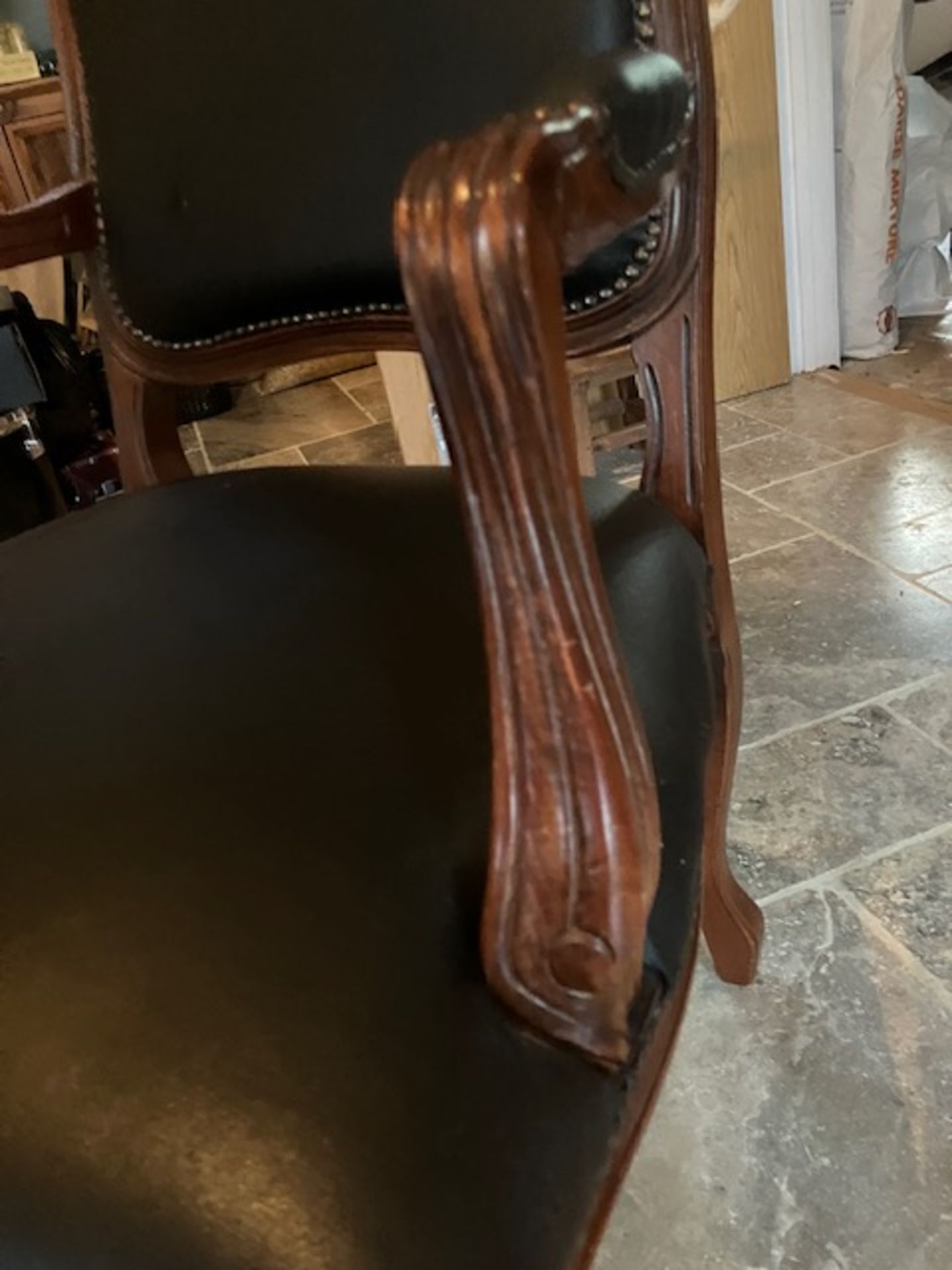 Chesterfield Style High Back Leather Detailed Chair - Image 9 of 11