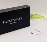 Gorgeous Genuine Tilya Jewellery 8k Blue Sapphire and Diamond Butterfly Minimal Bracelet In 8k Wh...