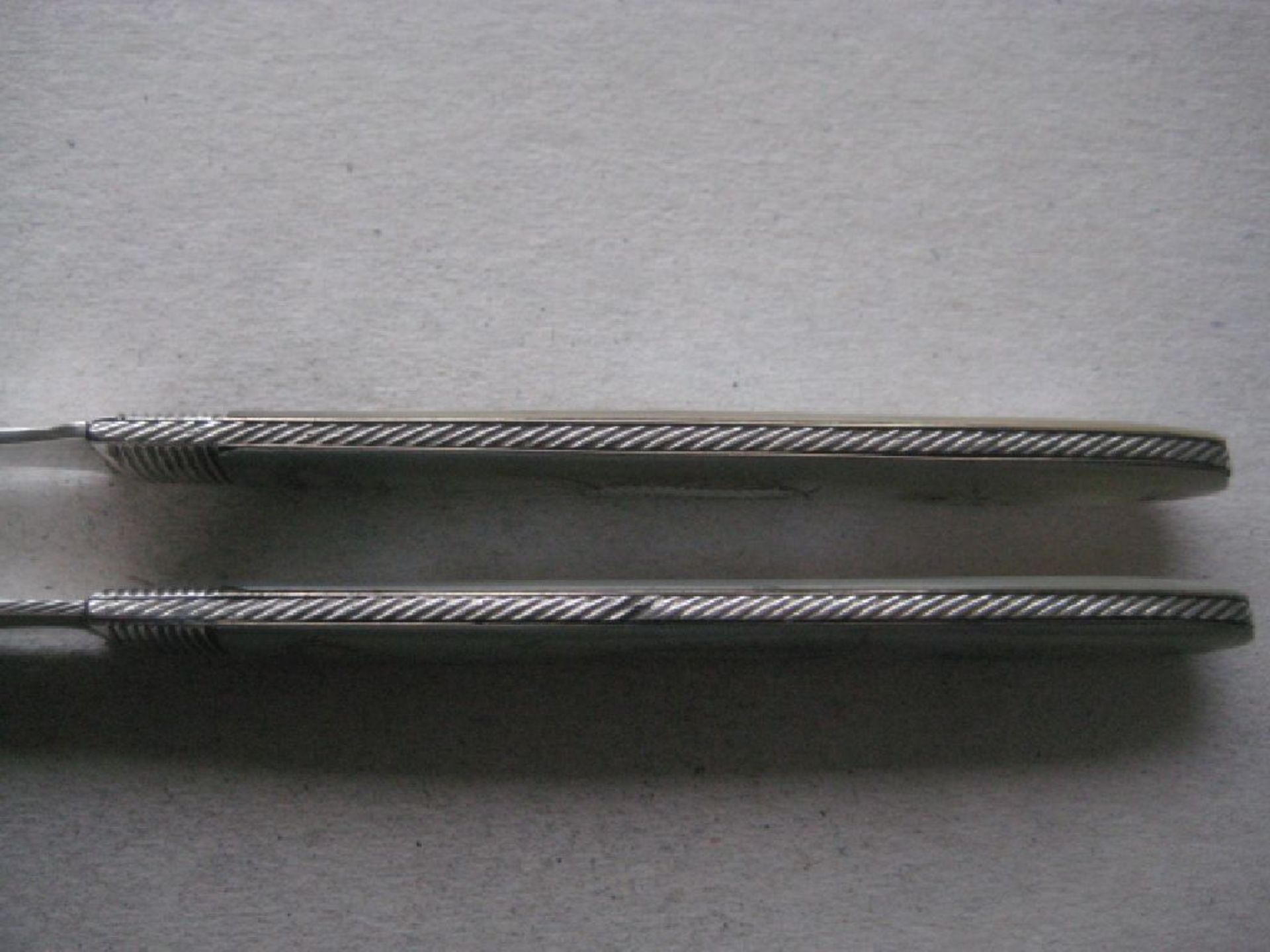 Rare George III Mother of Pearl Hafted Silver Bladed Folding Fruit Knife and Folding Fork - Image 8 of 10