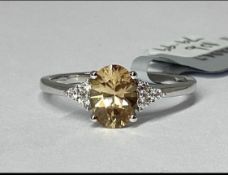 9ct White Gold 1.52ct Ceylon & White Zircon Dress Ring, N1/2