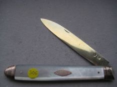 Rare George III Gold Mounted Silver-Gilt Bladed Folding Fruit Knife and Fork