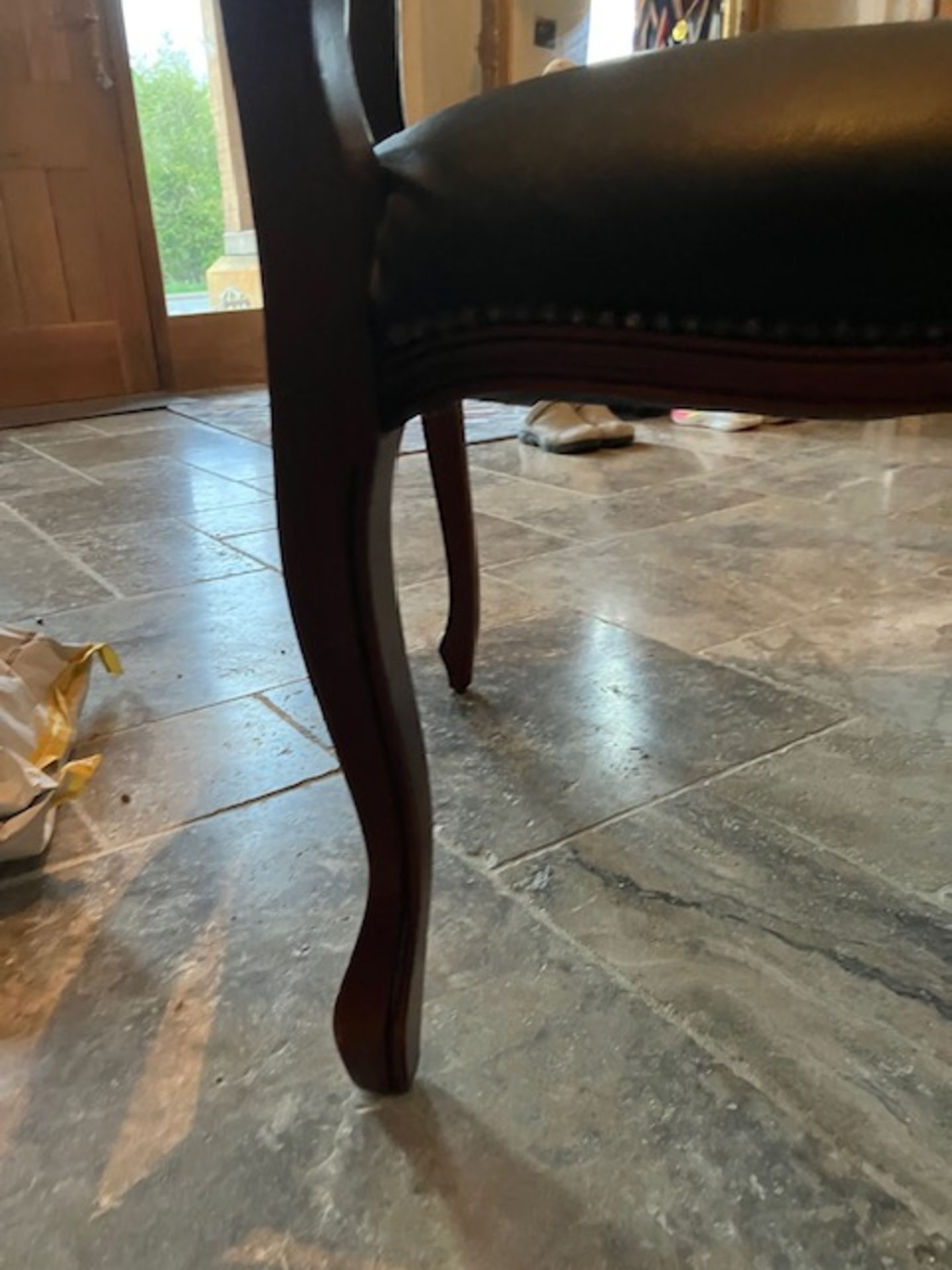 Chesterfield Style High Back Leather Detailed Chair - Image 10 of 11
