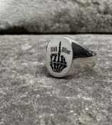 Parabellum London Still Alive Sterling Silver Handmade Signet Ring Size V.5 w16.30gm