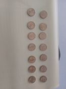 Threepenny Pieces x 14. 1962