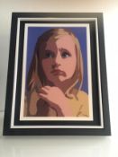 Julian Opie (1958) ‘Sissi Looking Upwards’ 3D Lenticular Moving Image, In Colours, Framed, 2015